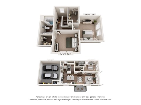 Orchard floor plan at Mural Lewis Center showcasing a bright open layout and modern kitchen in Lewis Center, OH.